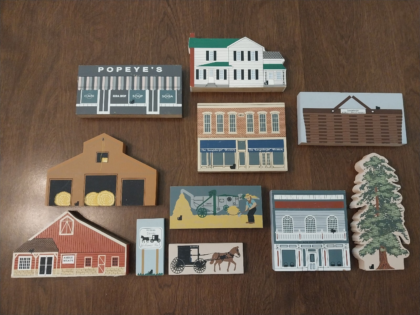 Lot of 11 Cats Meow Shelf Sitters Amish Village Farm + Shops Of Ohio Longaberger
