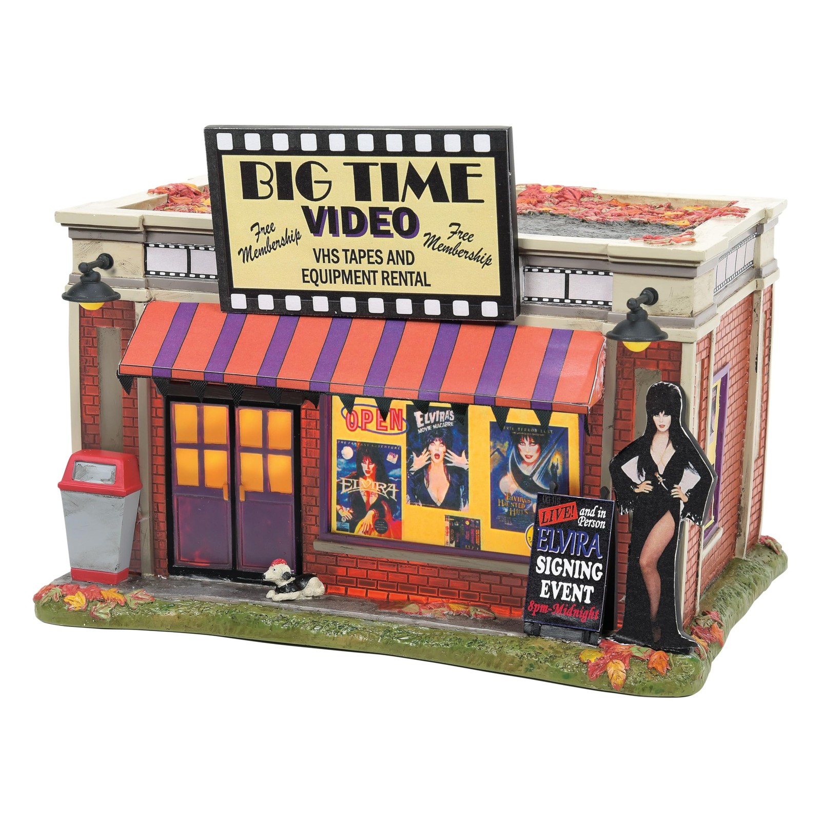 Elvira Mistress of the Dark Village Big Time Video Store Lit Building, 6 Inch,