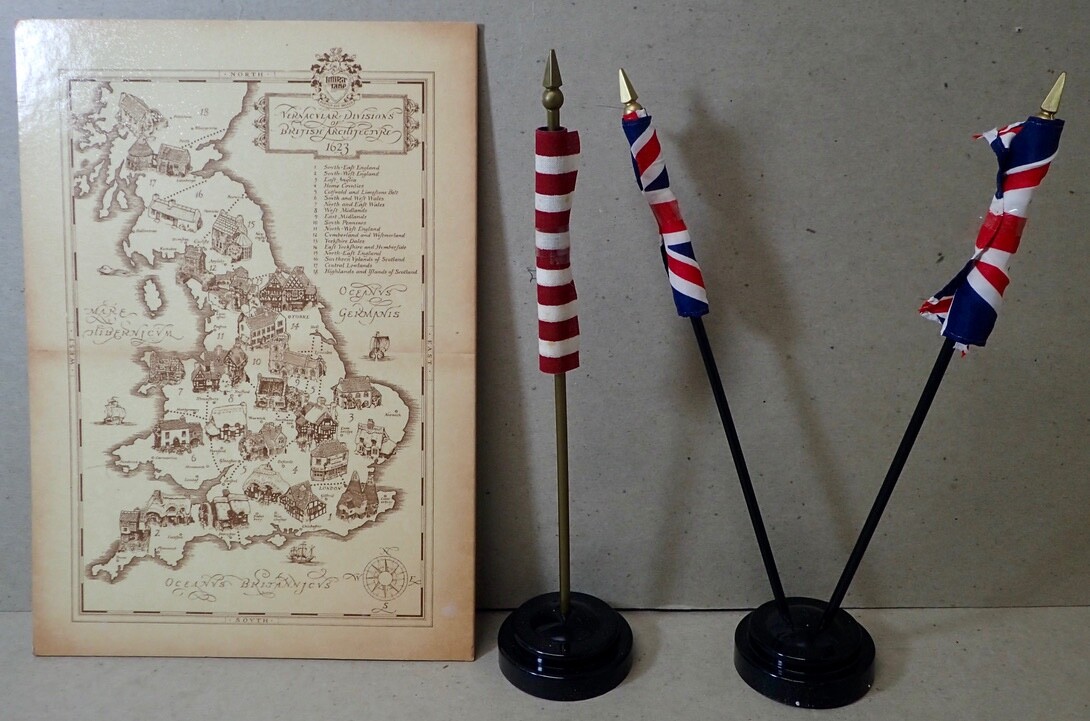 Vtg Lilliput Lane Cardboard Easel Back Countertop Retail Cottage Display & Flags
