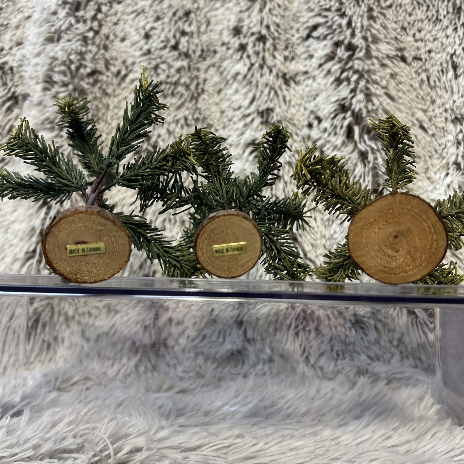 Set Of 3 Vintage Village Pine Fir Trees Charlie B. Christmas Train Landscape