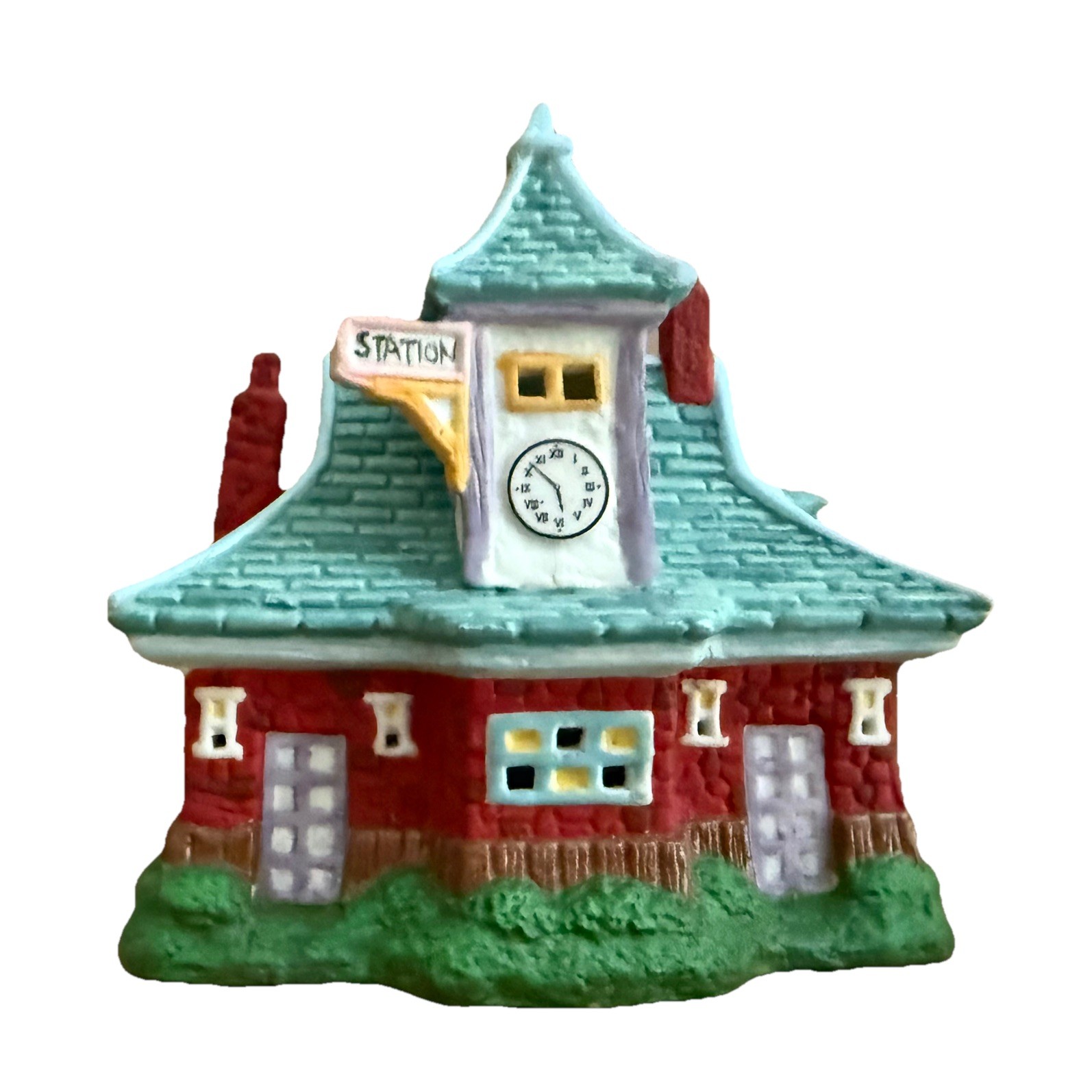 VTG Trim-A-Home Hand Painted Porcelin Train Station Bayberry Village 90’s KMart