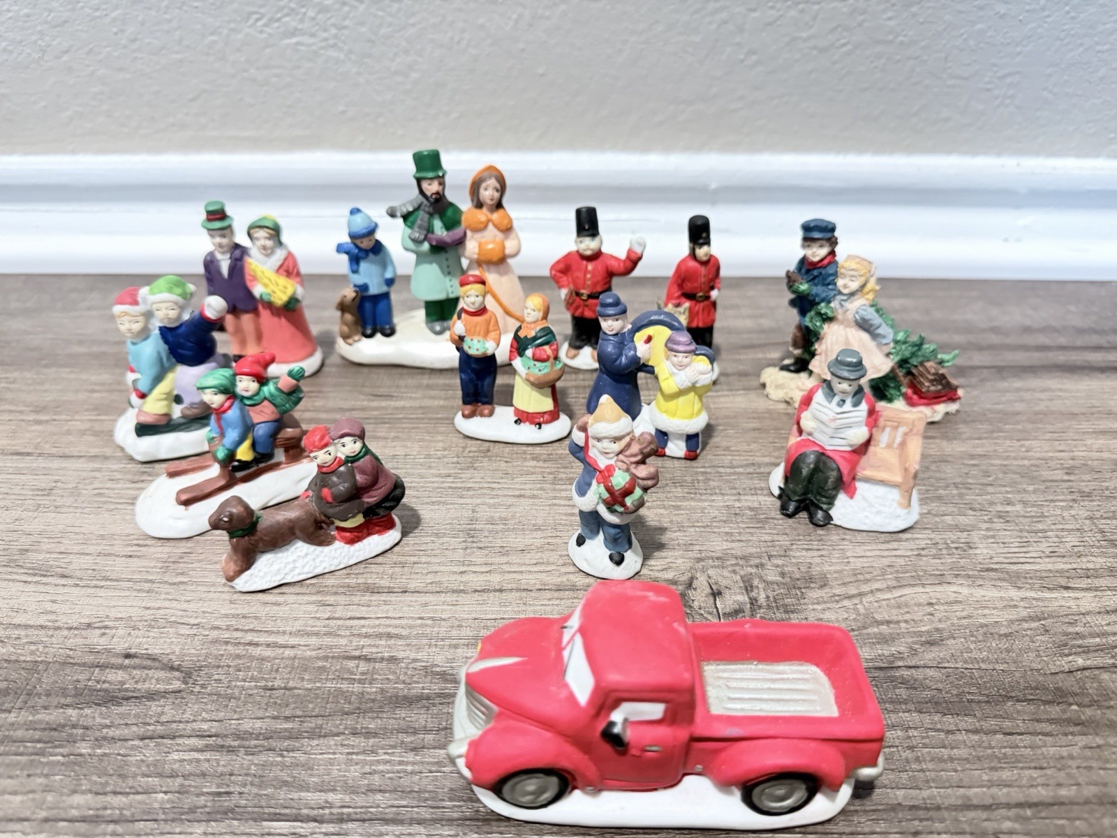 Vintage Christmas Village Figurines Lot of 12 Porcelain Ceramic Miniatures