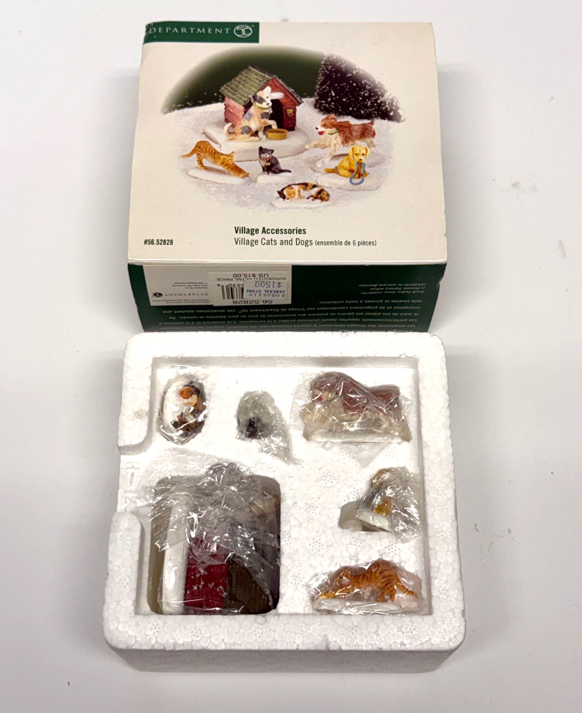 Vintage Dept 56 Village Cats and Dogs 52828 Accessories Set Complete Boxed