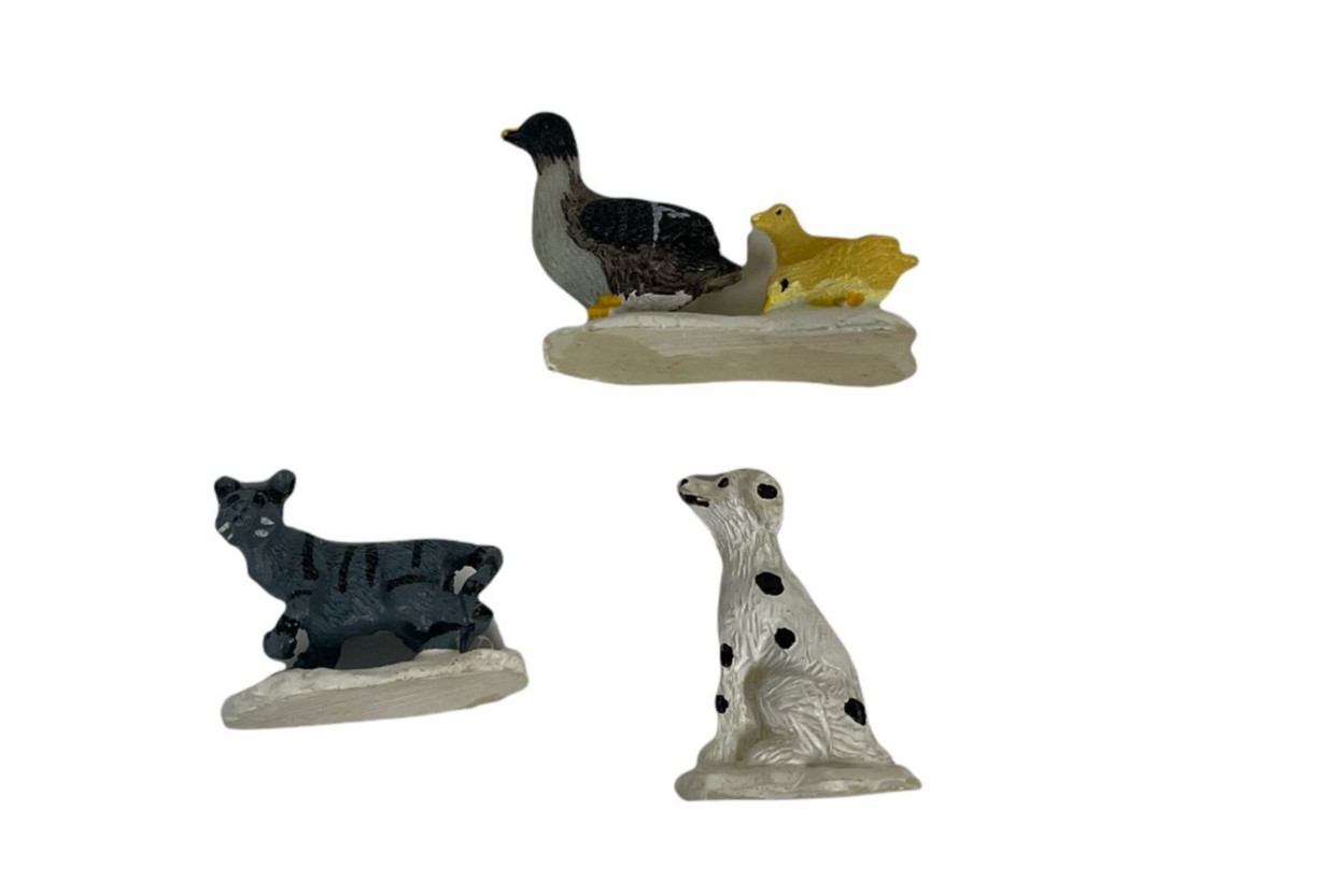 Vintage Christmas Village Small Animals Dog Dalmatian Terrier Duck Mallards
