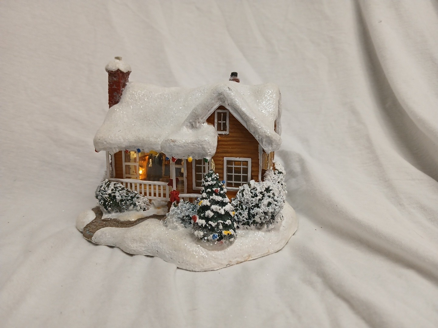 Thomas Kinkade Childhood Home Lighted Village Teleflora 2008 Christmas Cottage