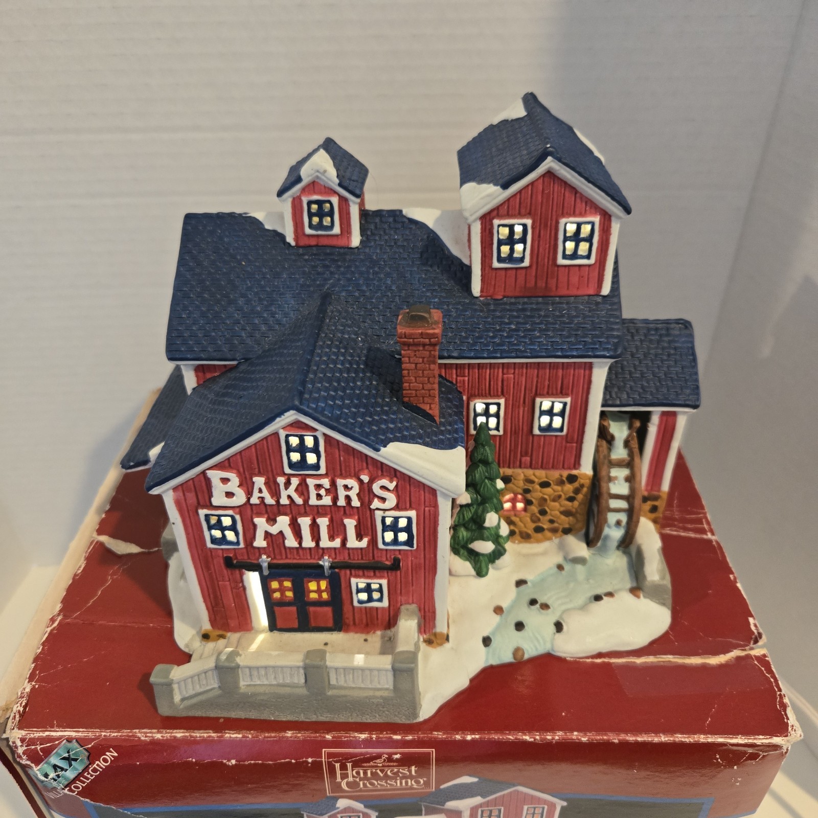 Lemax 1997 Baker’s Mill Harvest Crossing 75240 Water Wheel Rare W Orig. Box