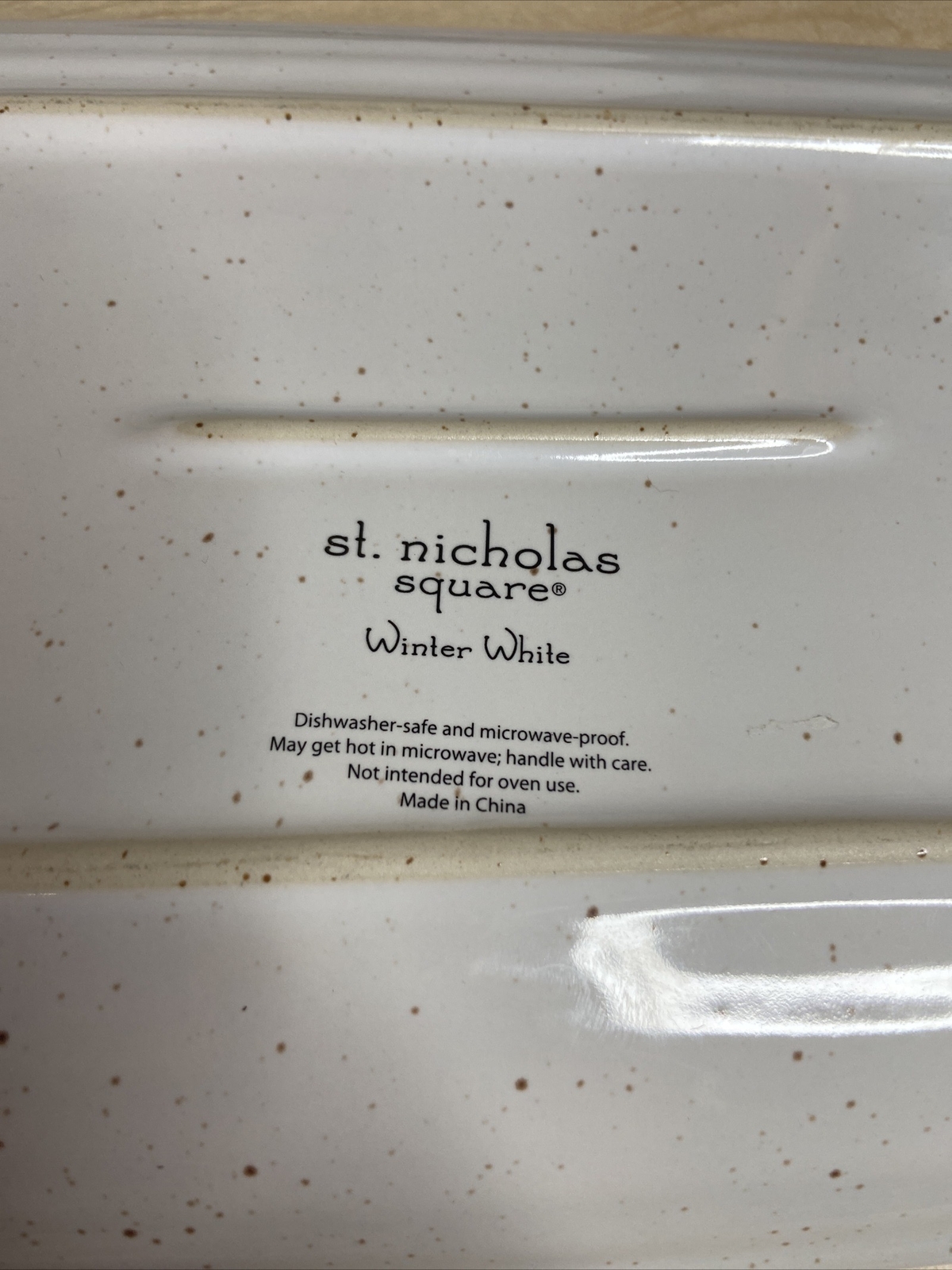 St. Nicholas Square 14 X 7 Platter, Winter White PRE OWNED EUC Kohls