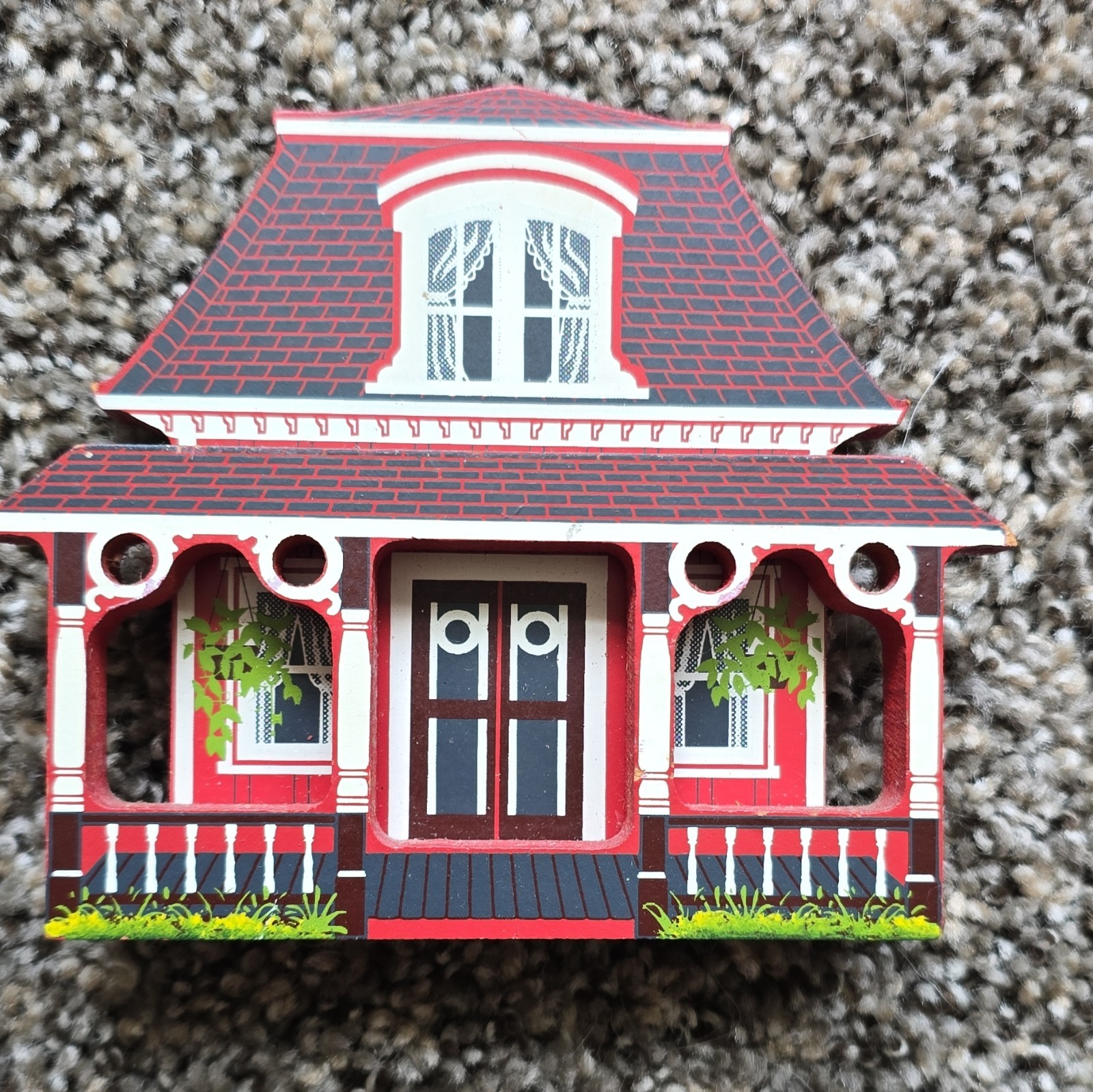 Hand-Painted Wood House Trails End Oak Bluffs MA Signed Julia 1995