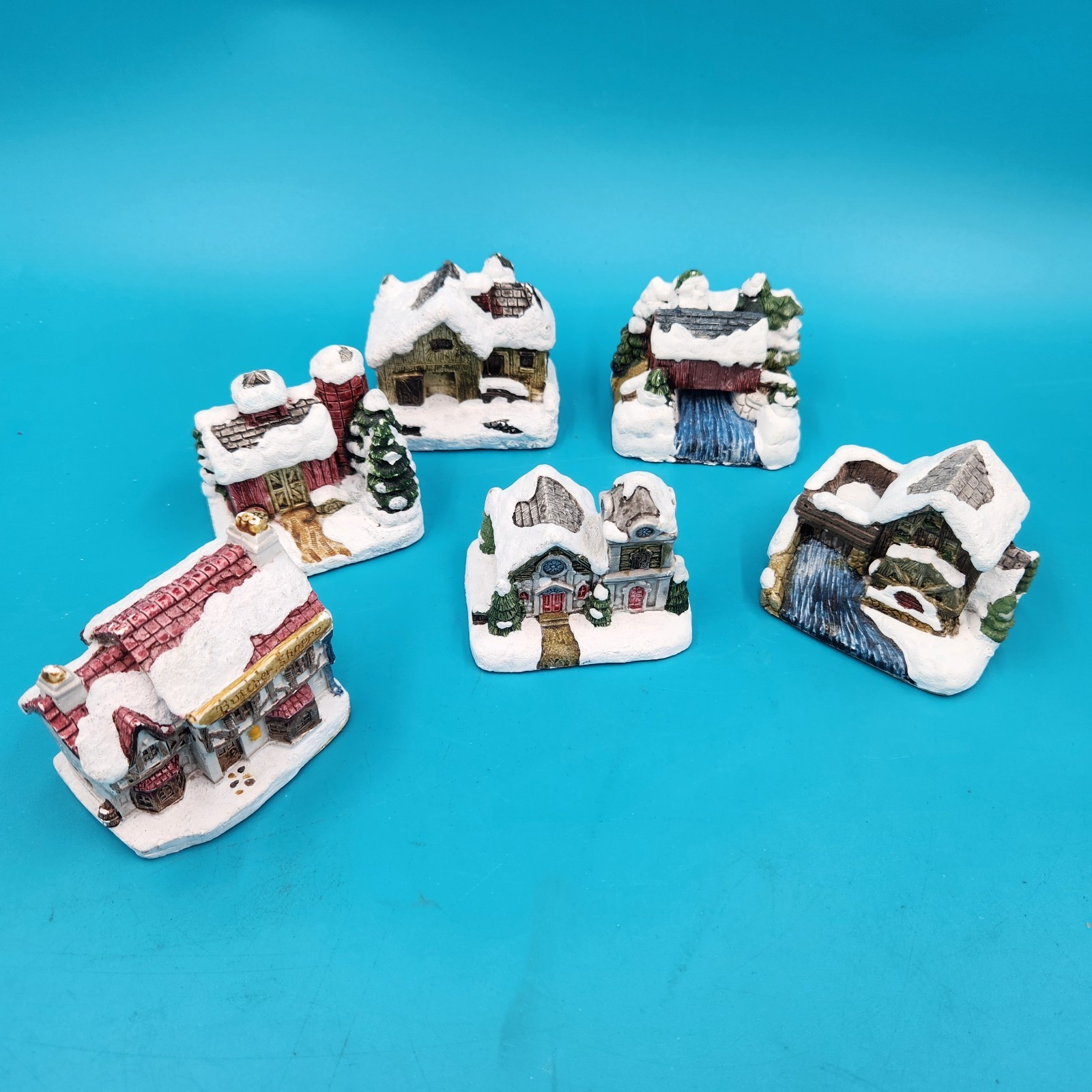 American Rustic Series 1989 Country Christmas Cottages Barn Complete Set of 6.