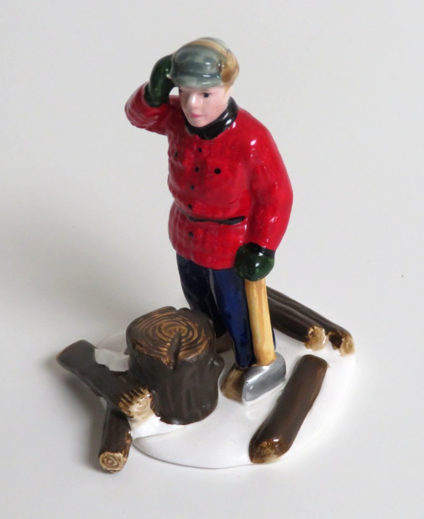 Vintage 1988 Dept 56 WOODSMAN Snow Village Figure MAN CUTTING WOOD Lumberjack