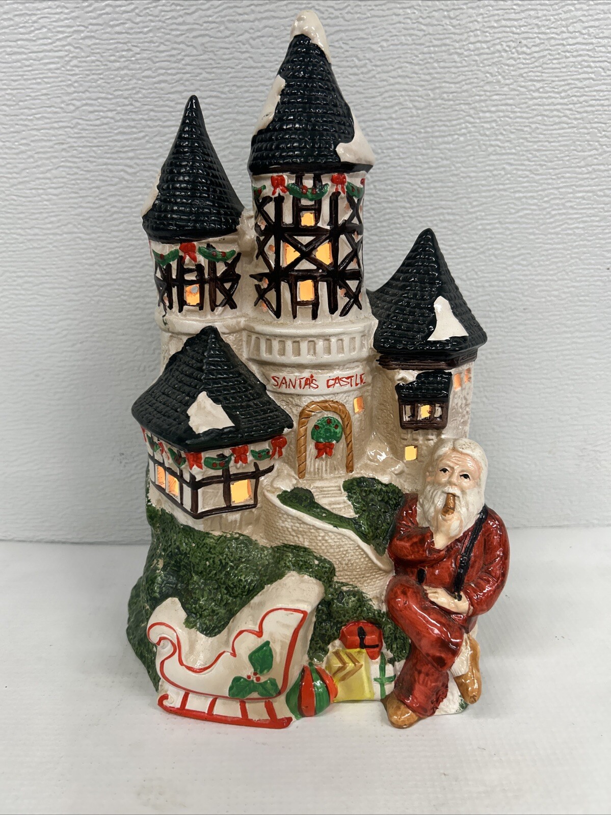 Brinn’s Ceramic Village Collection “Santa’s Castle” Nite Lite Tested Good 1987