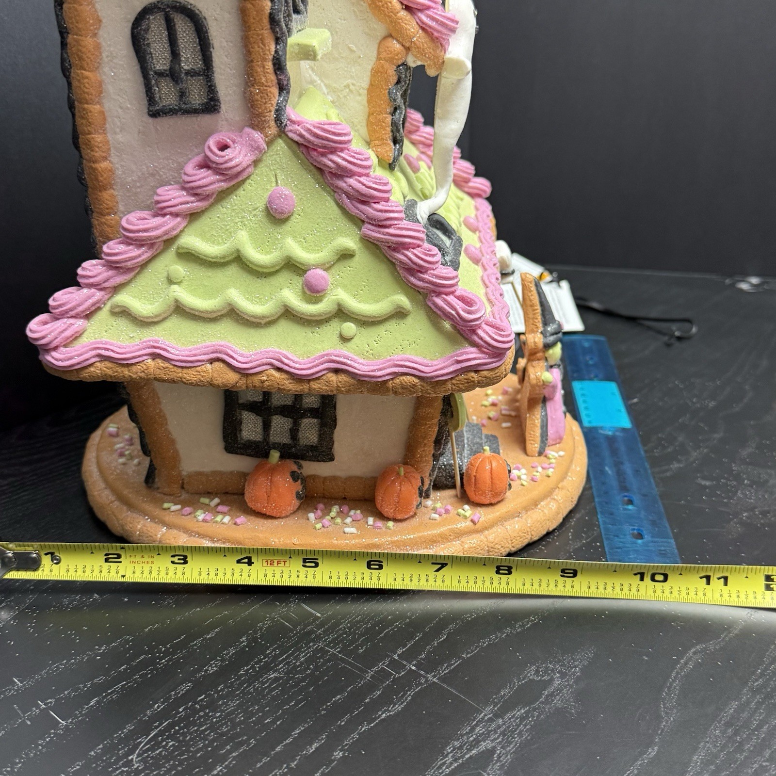 Halloween 16in Light Up Witch Gingerbread House LED Ghost Black Cat NEW
