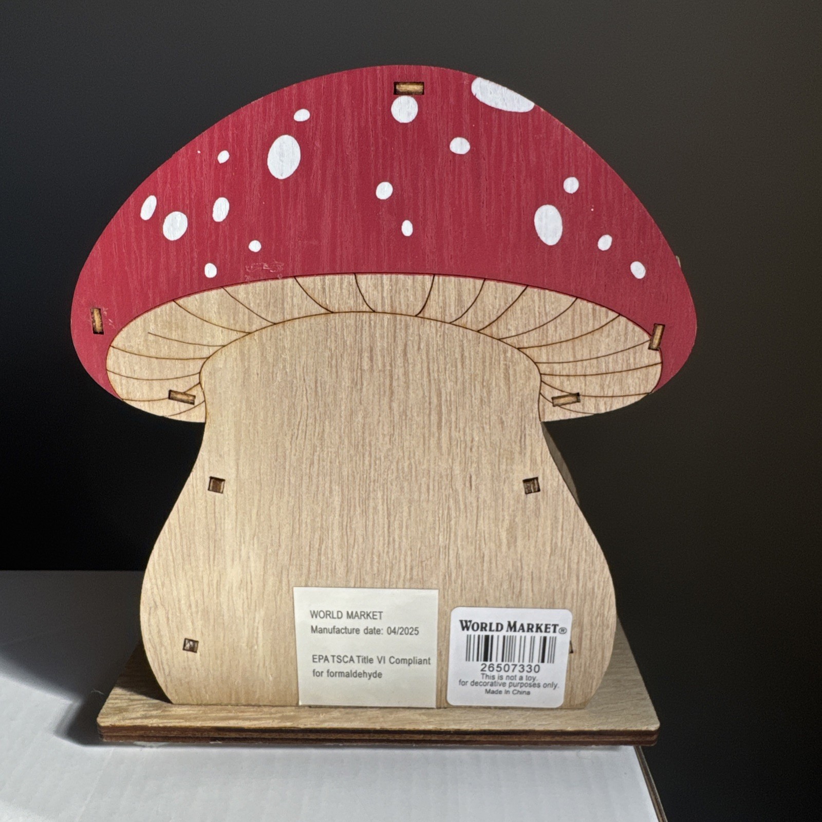 Laser Cut Mini Wood Mushroom House LED Light Up Decor World market Christmas New