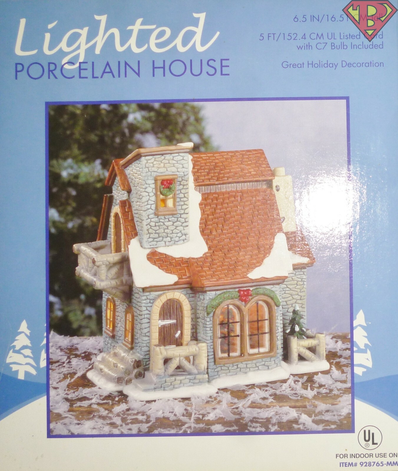 BALCONY HOUSE 6″ inch Lighted Porcelain Holiday Table-Top Decoration Used 2002