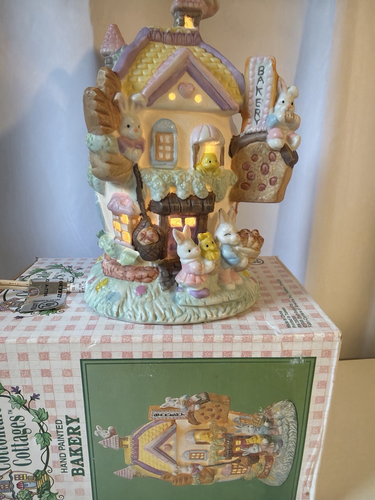 Light Up Bakery Cottage Bunny House Easter Decor Cottage Collectibles
