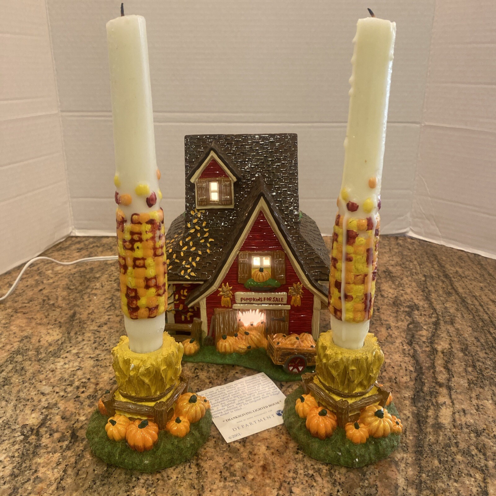 2001 Department 56 Thanksgiving Lighted House Lights Work (Original Candles)