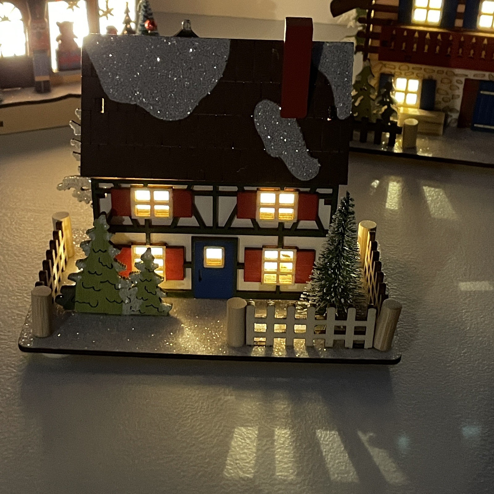 World Market Laser Cut Wood LED Shop Christmas Village German Toy Shop Houses