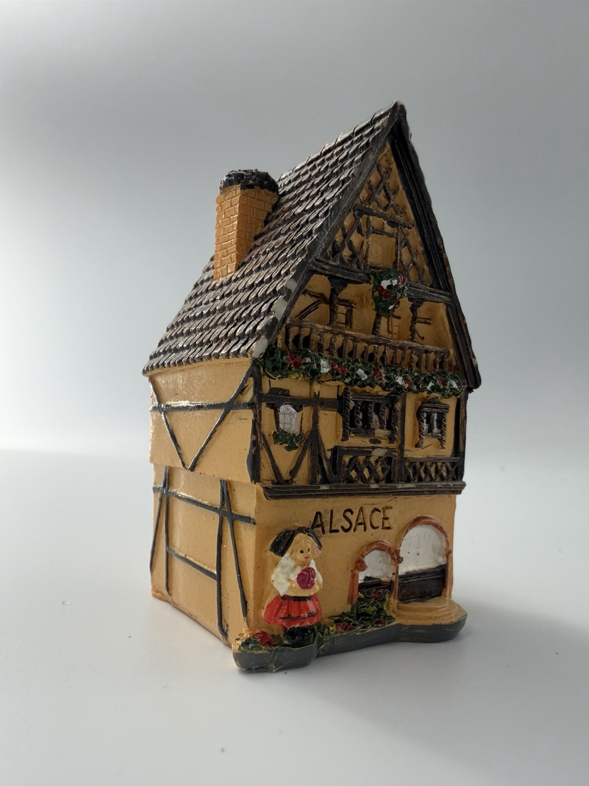“Alsace France” Collectible Village House Figurine, 3D Effect Architecture Decor