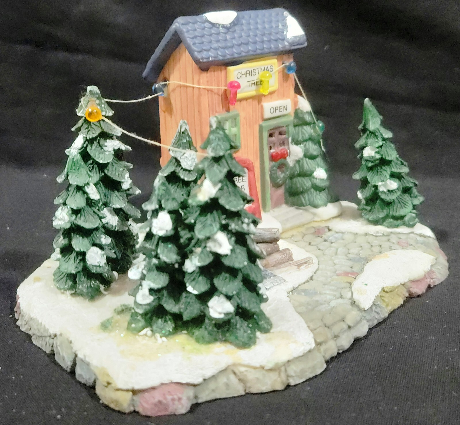 Cobblestone Corner TREE SELLER Christmas Village tree for sale lot bldg NO FENCE