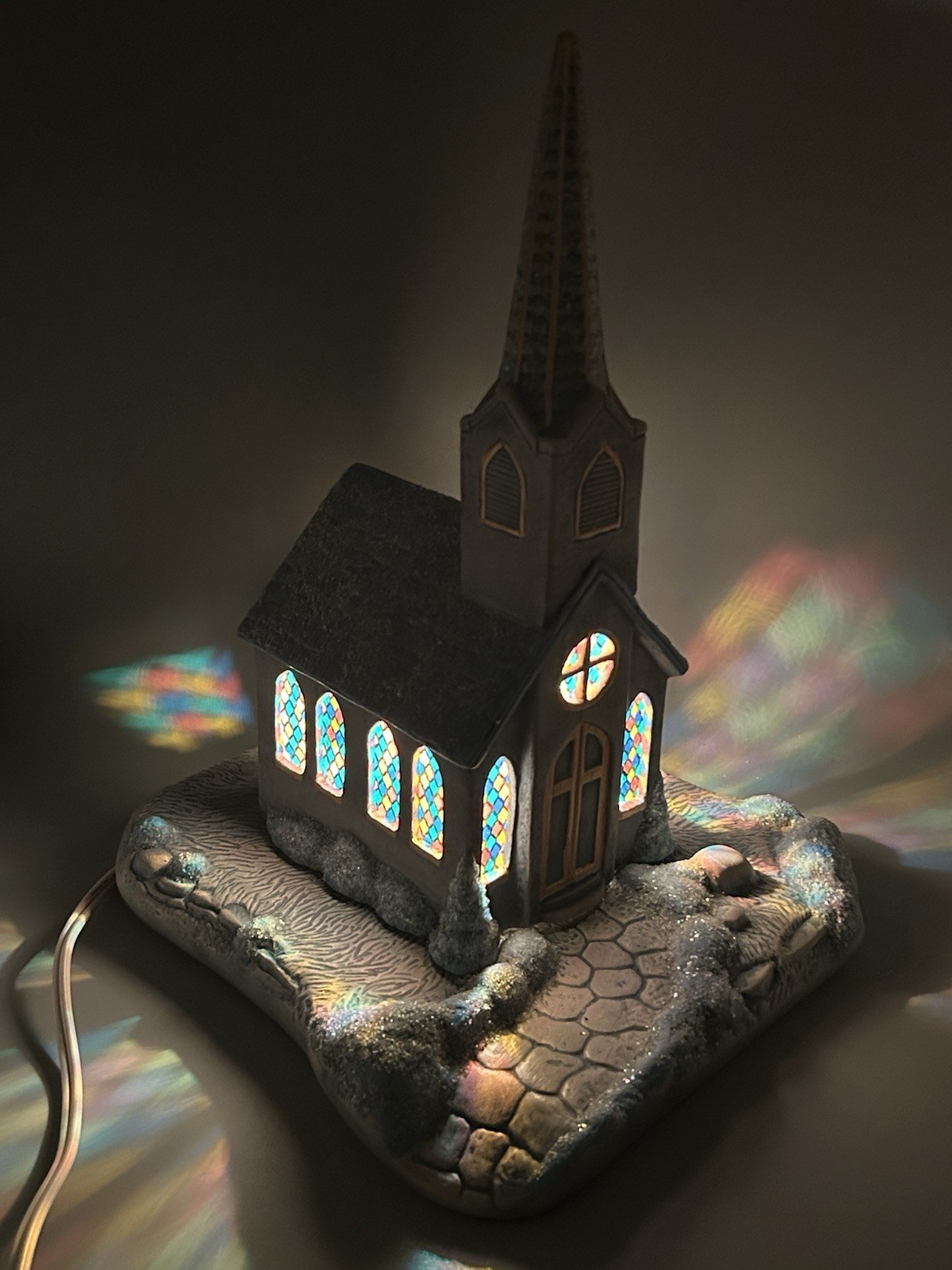 Vintage Scioto Painted Ceramic Church Chapel ~ Light Up Snow Village Christmas