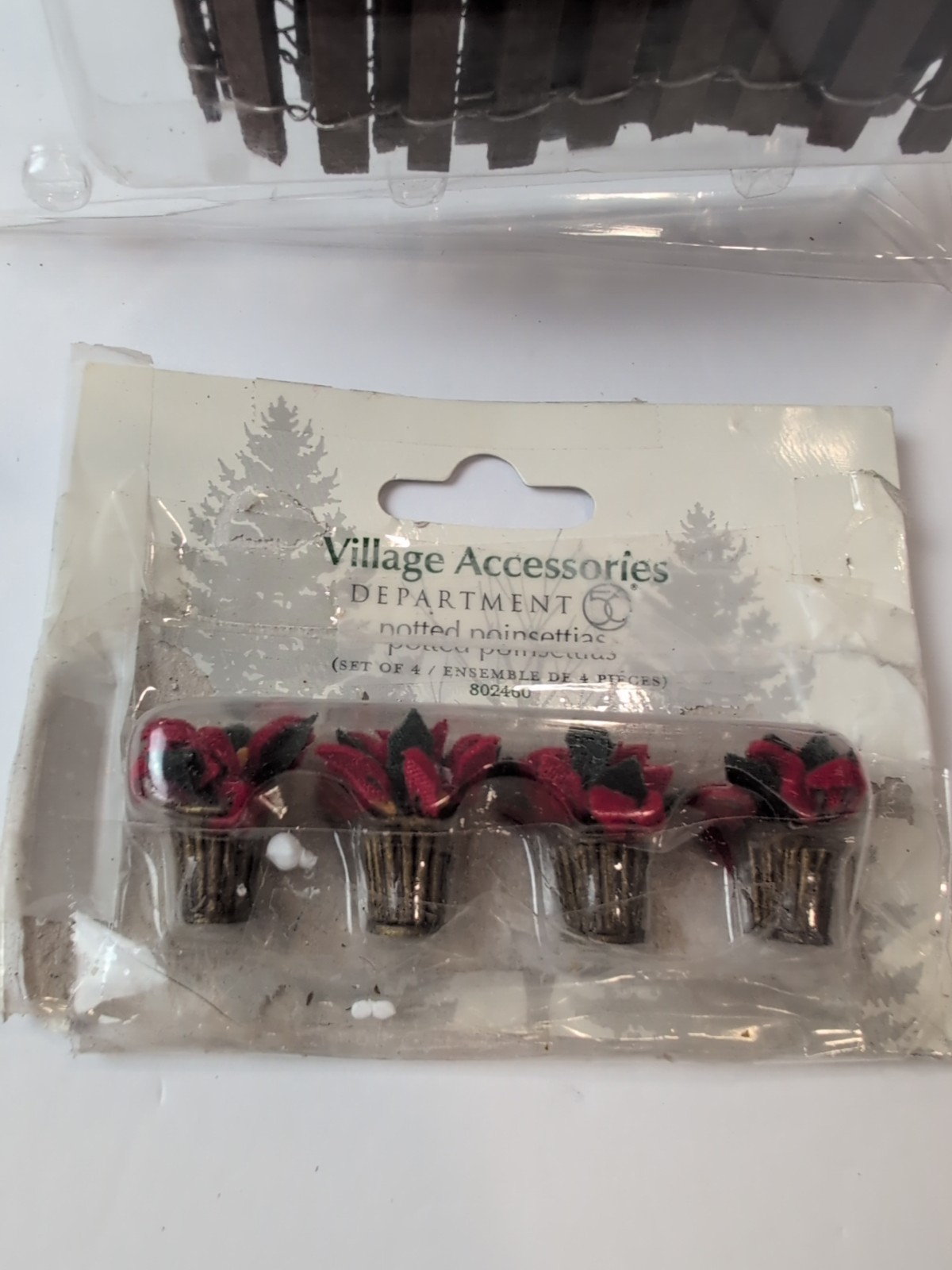 Assorted Department 56 Village Accessories Potted Poinsettias Rock Wall And Wood