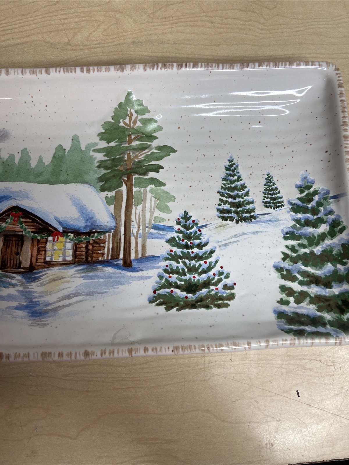 St. Nicholas Square 14 X 7 Platter, Winter White PRE OWNED EUC Kohls