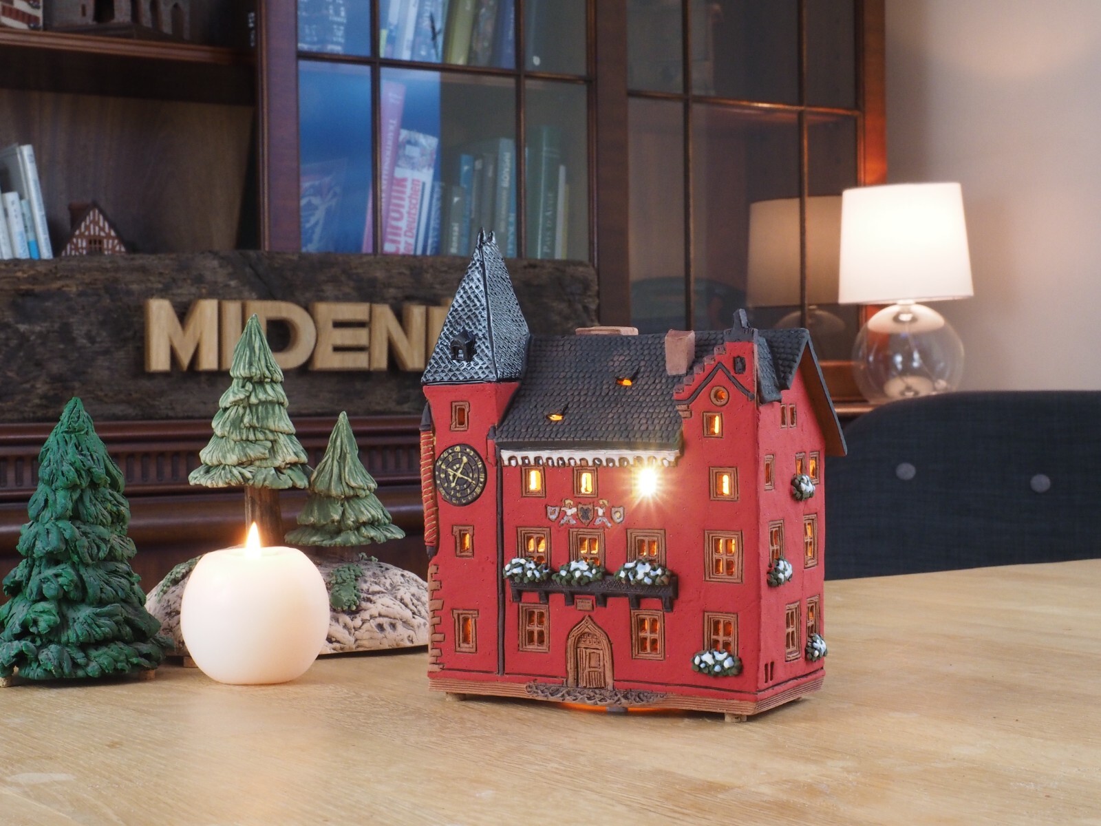 Ceramic Tealight Holder Collectible Miniature Alsatian Museum in Haguenau 18 cm