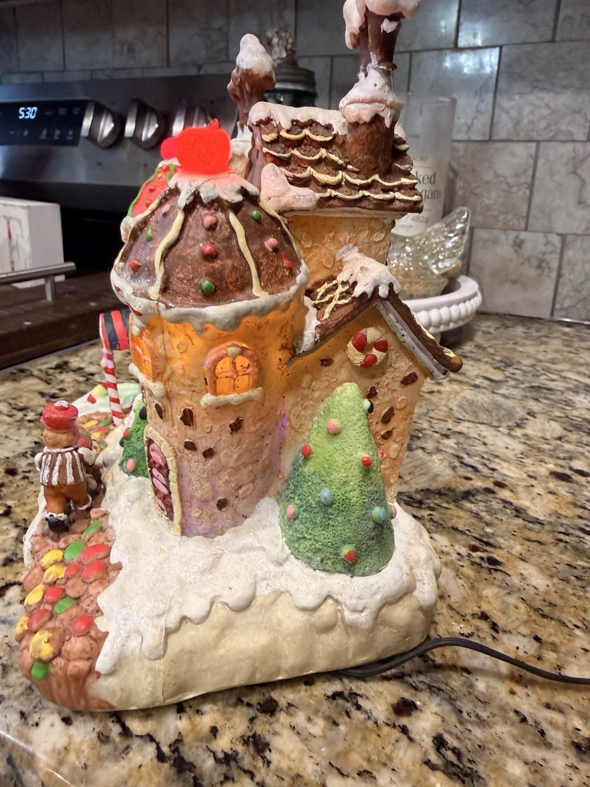 RARE Animated Candy Factory Gum Drop Ginger Bread House Store Christmas Village