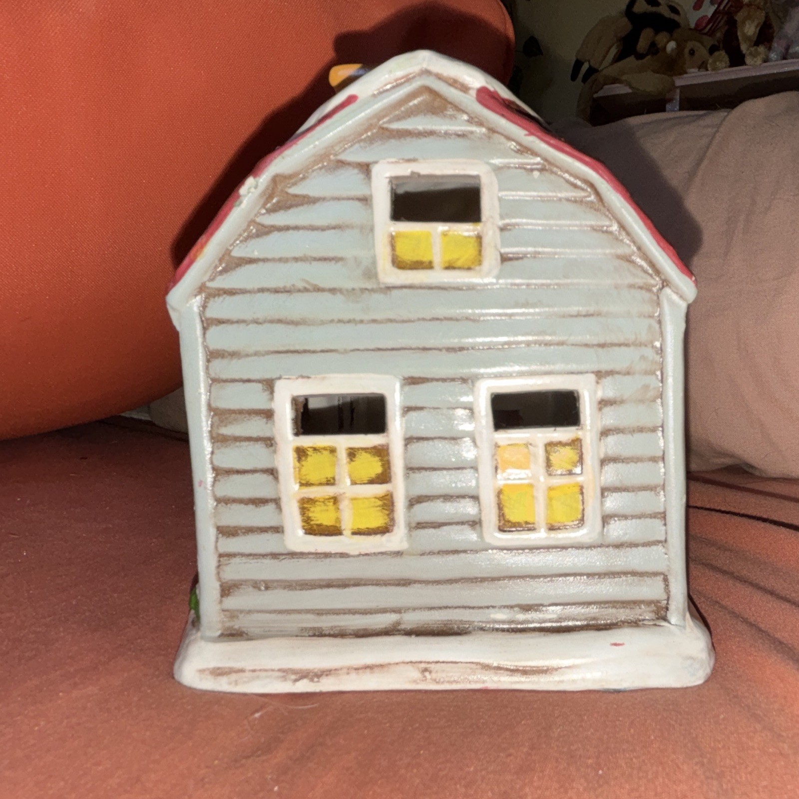 Ceramic & Porcelain Christmas Village House Painted Multicolor Snow 3D Effect
