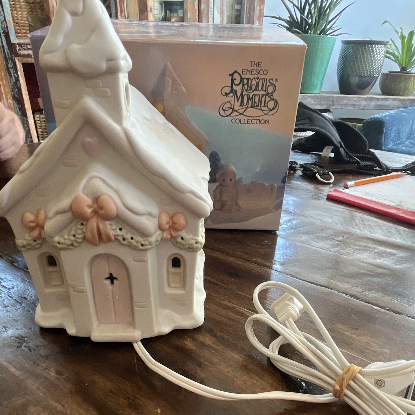 Enesco Precious Moments Illuminated Ceramic Christmas Village House, Boxed