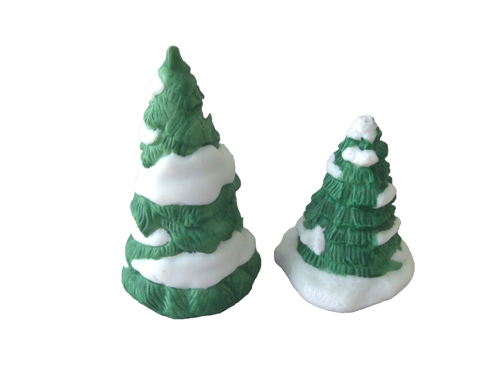Vtg Christmas Village Small Trees Snow Covered Ceramic ! 2!! HOUSE OF LLOYD!