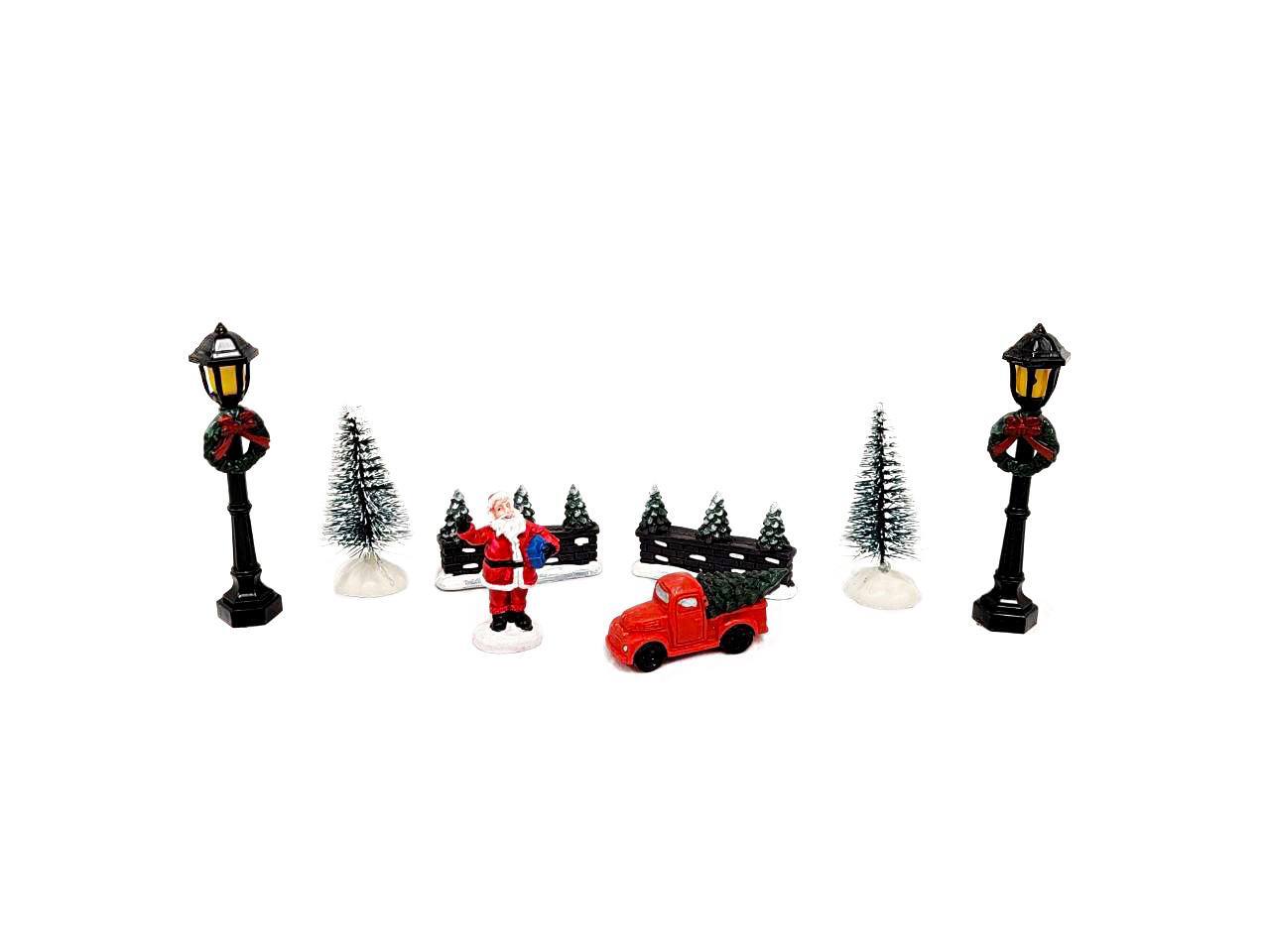Wizardi Christmas Trees and Santa. Christmas Village Set F07M4-36-WS004