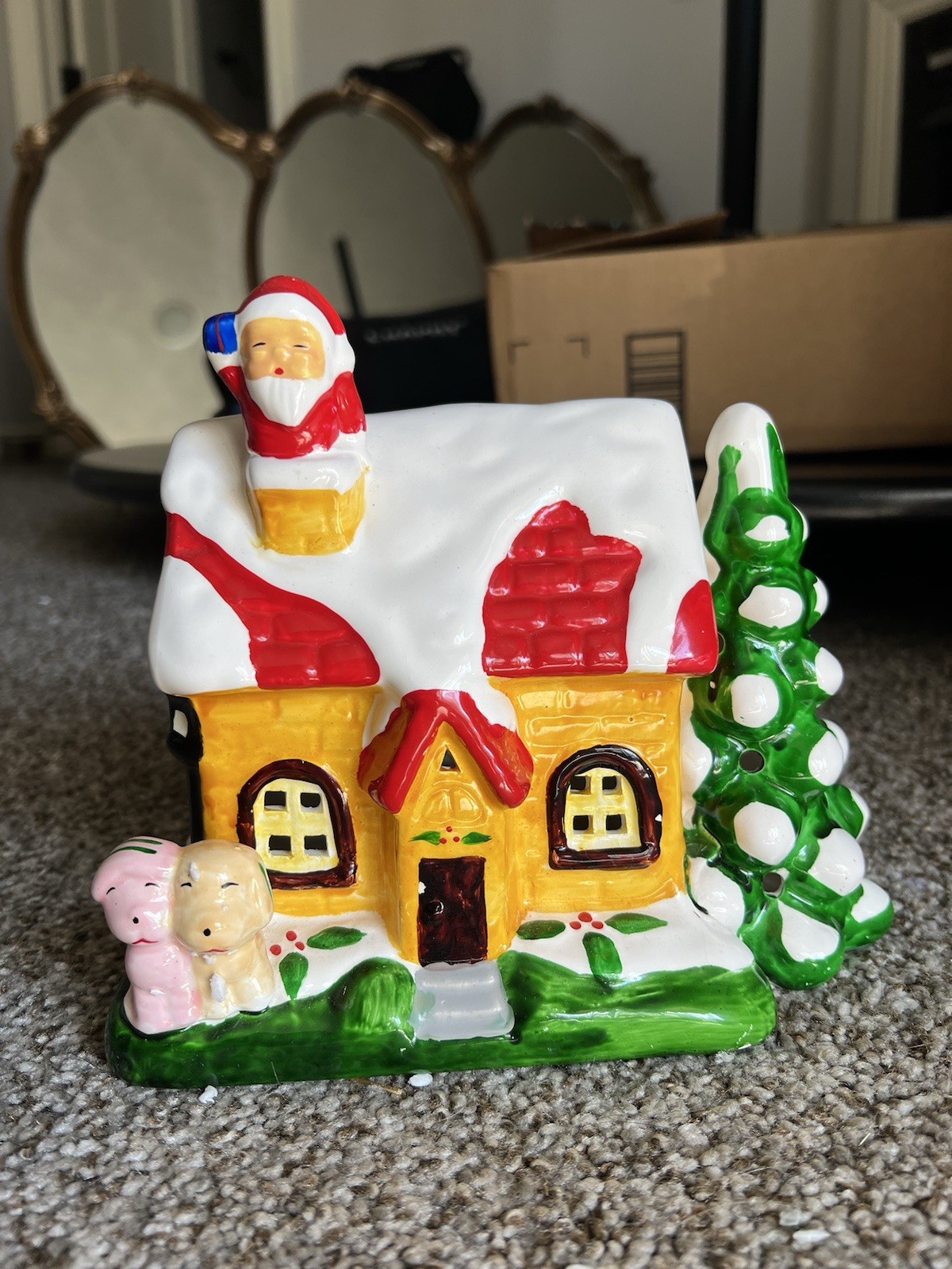 Illuminated Ceramic House Christmas Village Hand Painted Walmart Vintage