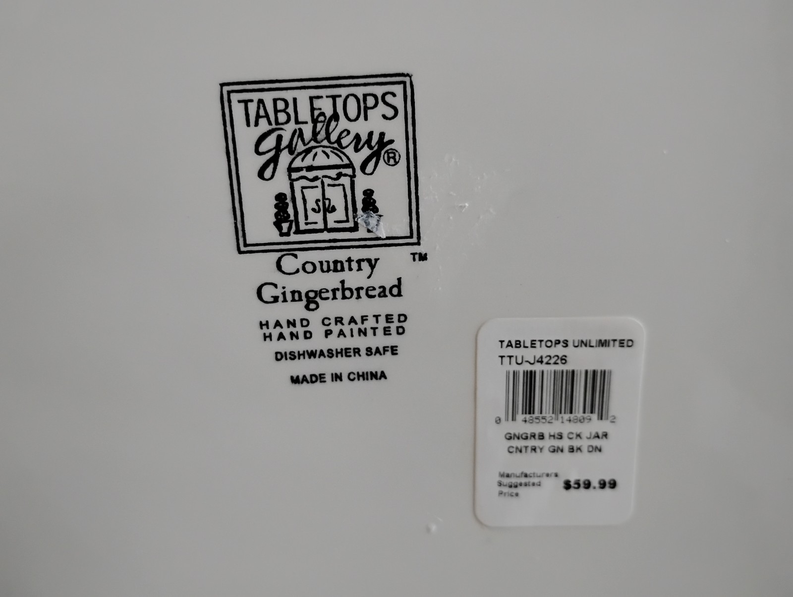 Tabletops Unlimited Gingerbread House 3D Ceramic Hand Painted Cookie Jar in BOX
