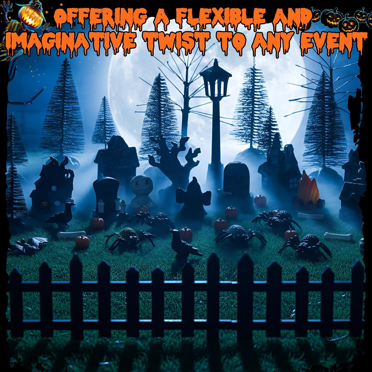 50 Pcs Halloween Village Accessories Set Halloween Resin Haunted House Miniature