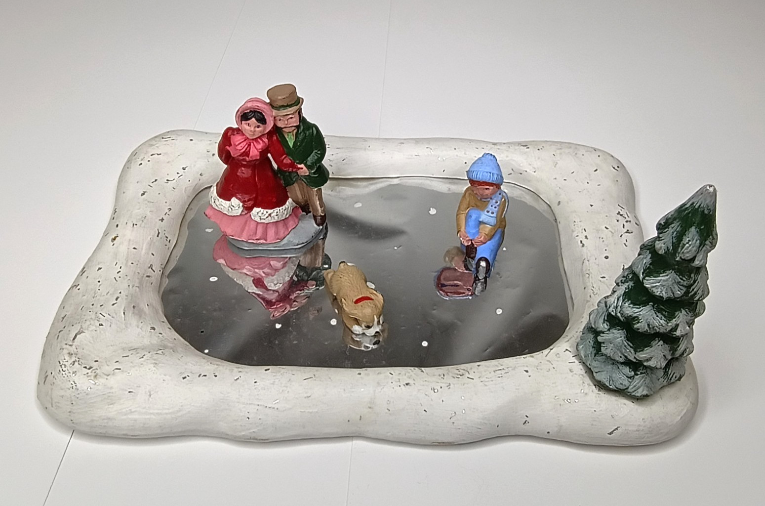 VTG 5 Piece Ceramic Old Fashioned Christmas Village Skaters Pond Heath In Crafts
