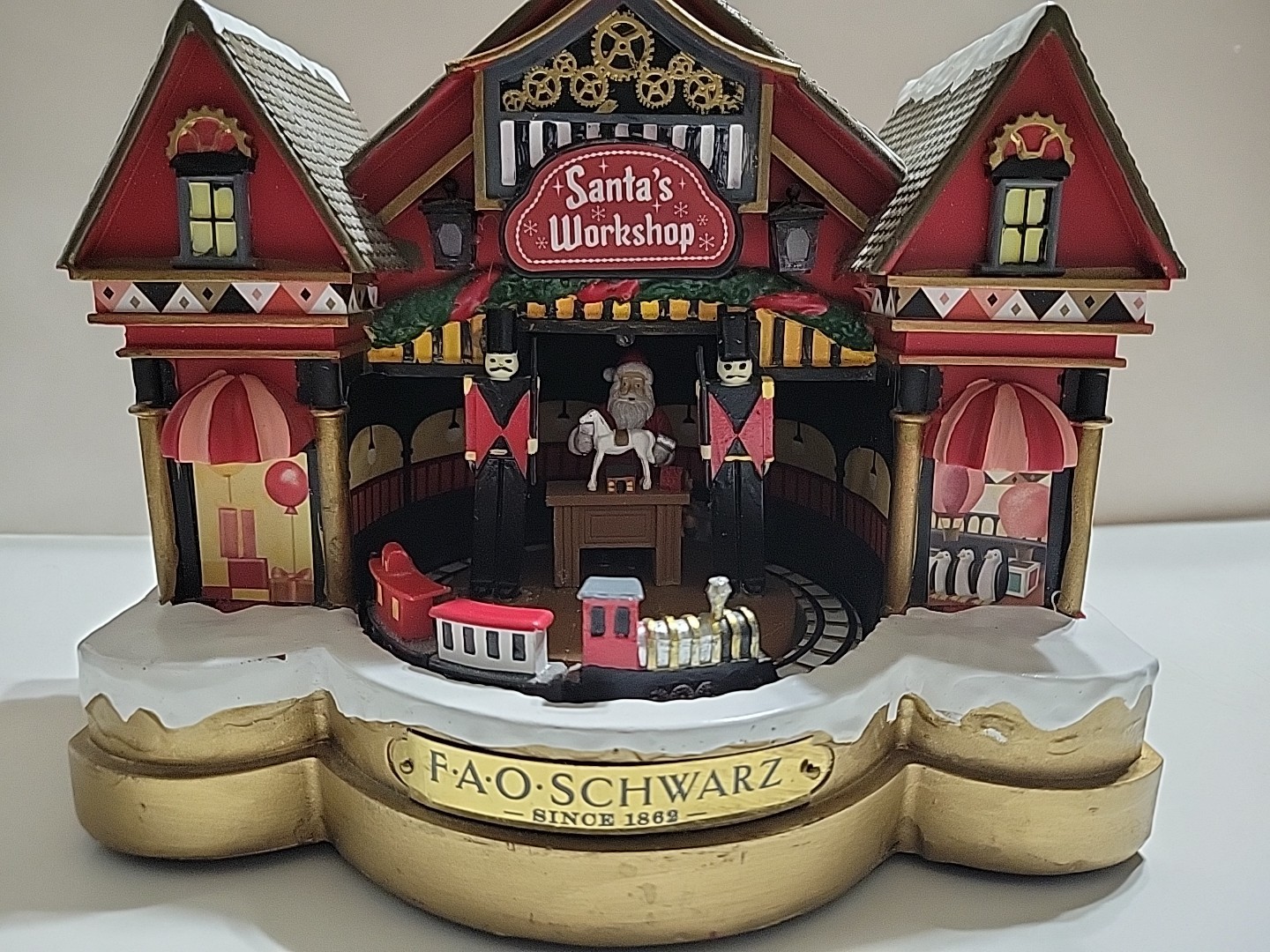 Santa’s Workshop Animated Musical w/Train FAO Schwarz Christmas Display Building