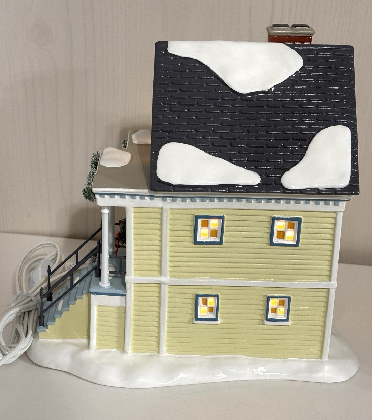 Department 56 Snow Village 1231 Dunn Street 2023 Lighted Yellow House 6011428