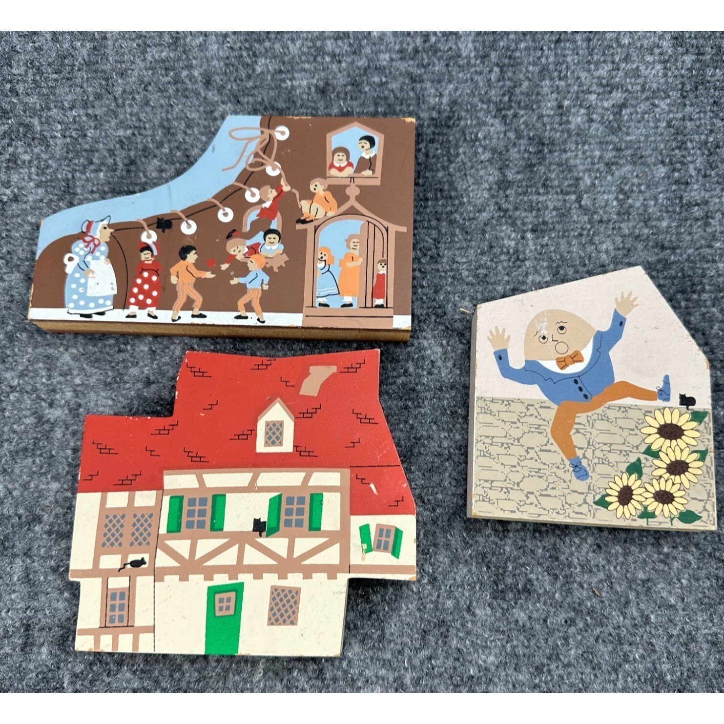 Cats Meow Village Nursery Rhyme Lot of 3 Wood Shelf Sitters Cottage Decor Gift