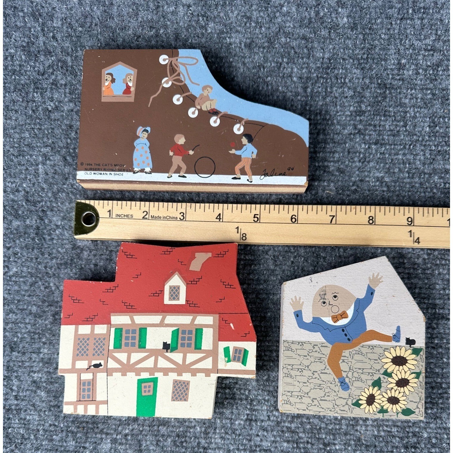 Cats Meow Village Nursery Rhyme Lot of 3 Wood Shelf Sitters Cottage Decor Gift