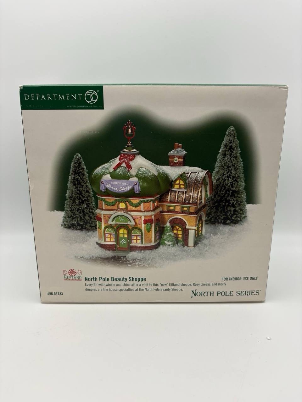 Department 56 North Pole Series Beauty Shoppe Elf Land Trees Snow 56.05733 NIB