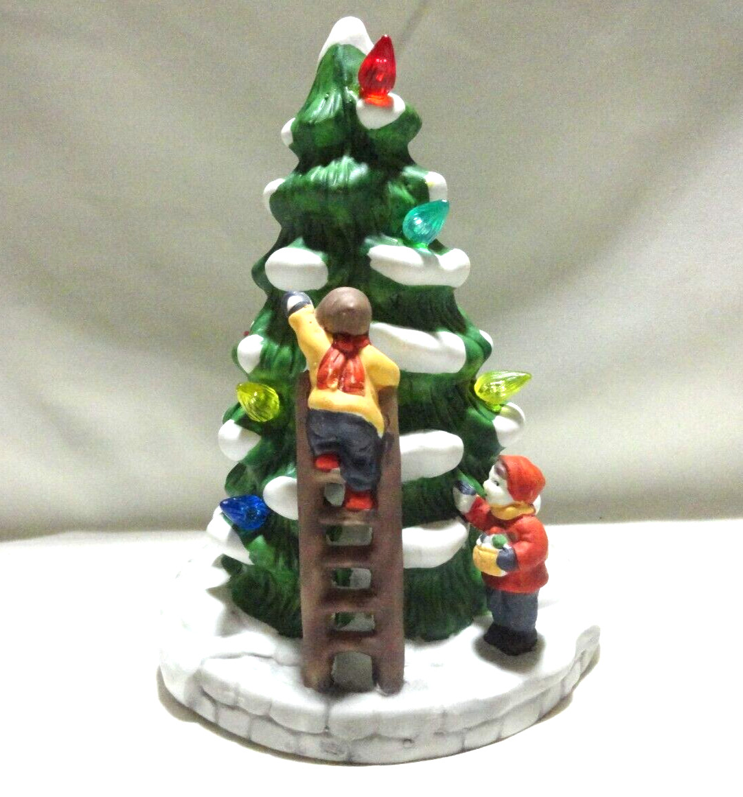 NOMA DICKENSVILLE PORCELIAN LIGHTED TREE WITH CHILDREN🎄