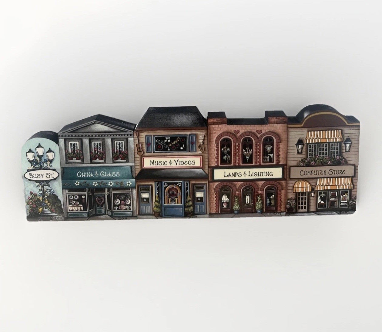 VTG 1996 Brandywine Wood Work Attached Busy St Stores . Shelf Sitter