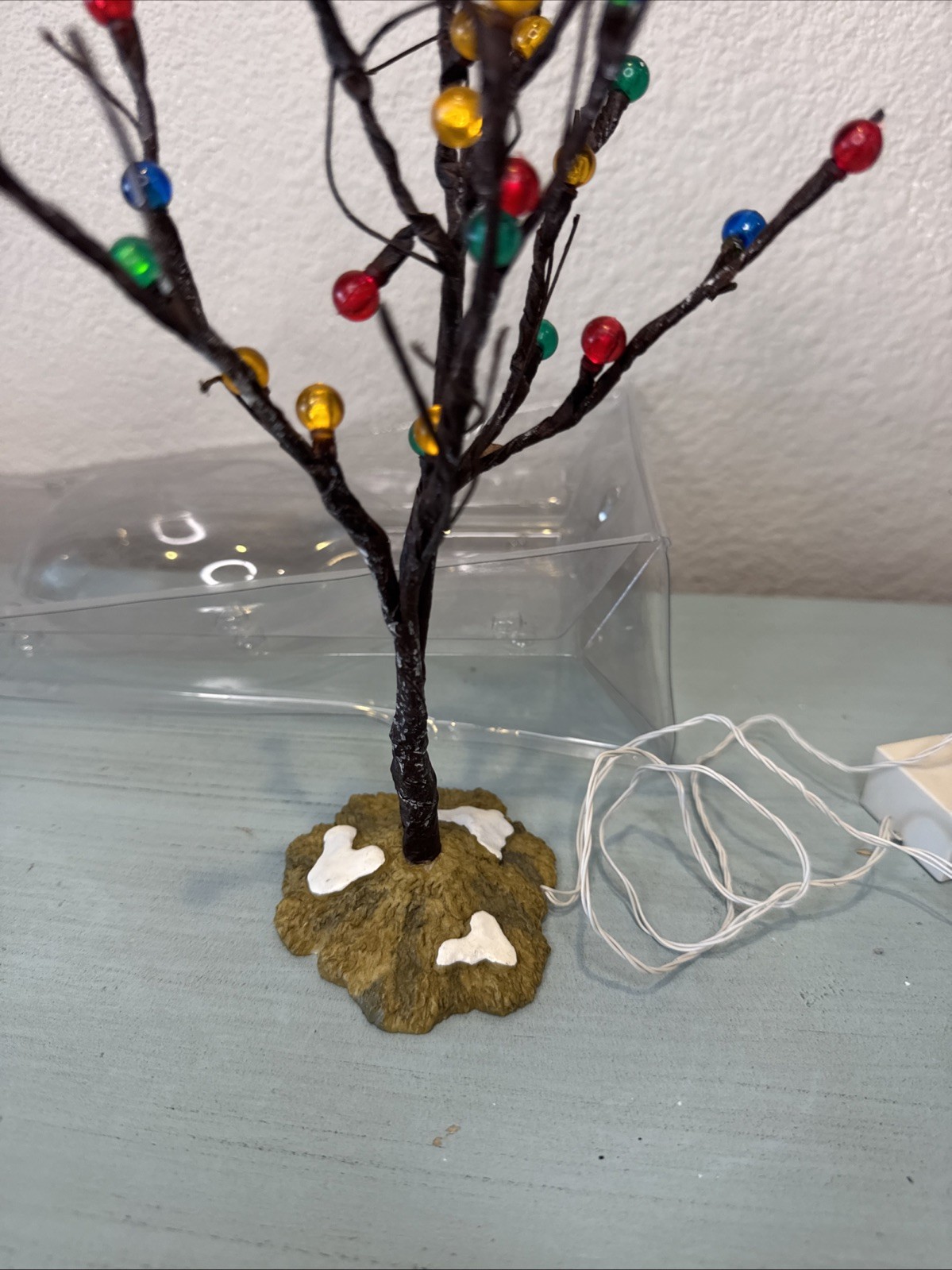LEMEX 9″ DRY TREE WITH COLORFUL MINI LIGHTS WORKS! VILLAGE ACCESSORY
