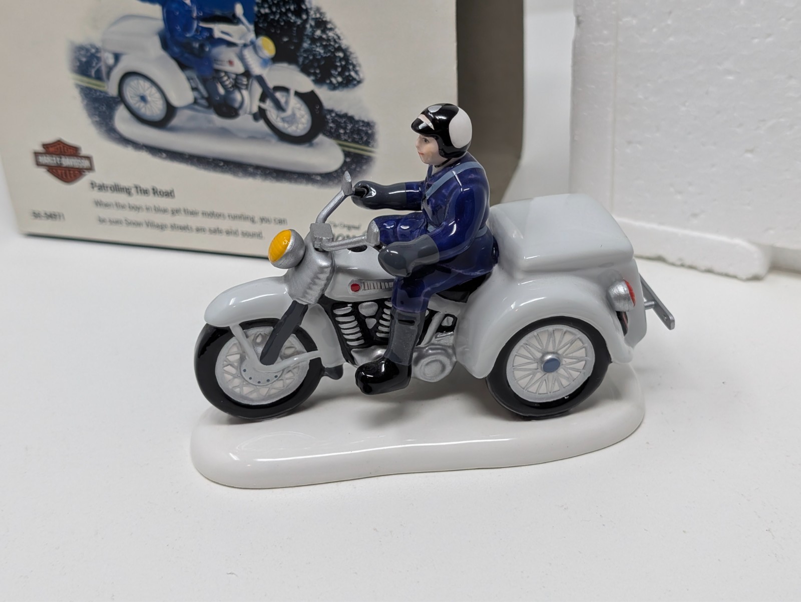 Dept 56 Snow Village: Patrolling the Road, 56.54971, Harley-Davidson Police Bike