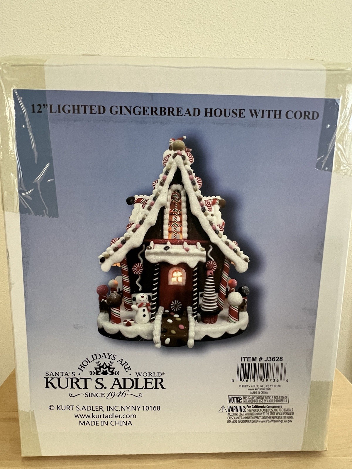 Kurt Adler Gingerbread House Lighted Figurine J3628 – 12 Inch