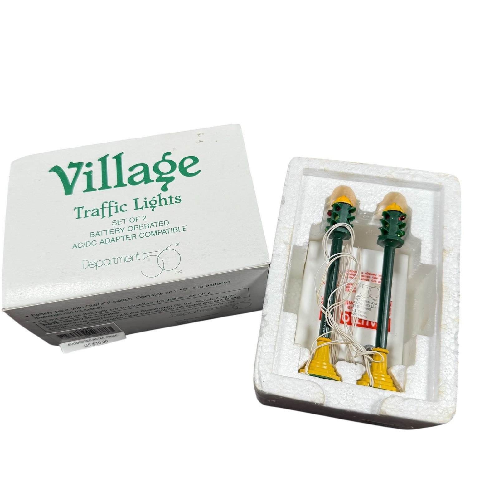 Dept 56 Village Traffic Lights Set of 2 Battery Operated AC/DC Adapter Compat.