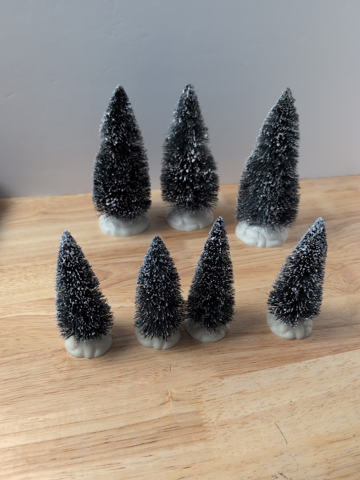 Lot Of Seven Lemax Flocked Christmas Trees 6 In And 4 In