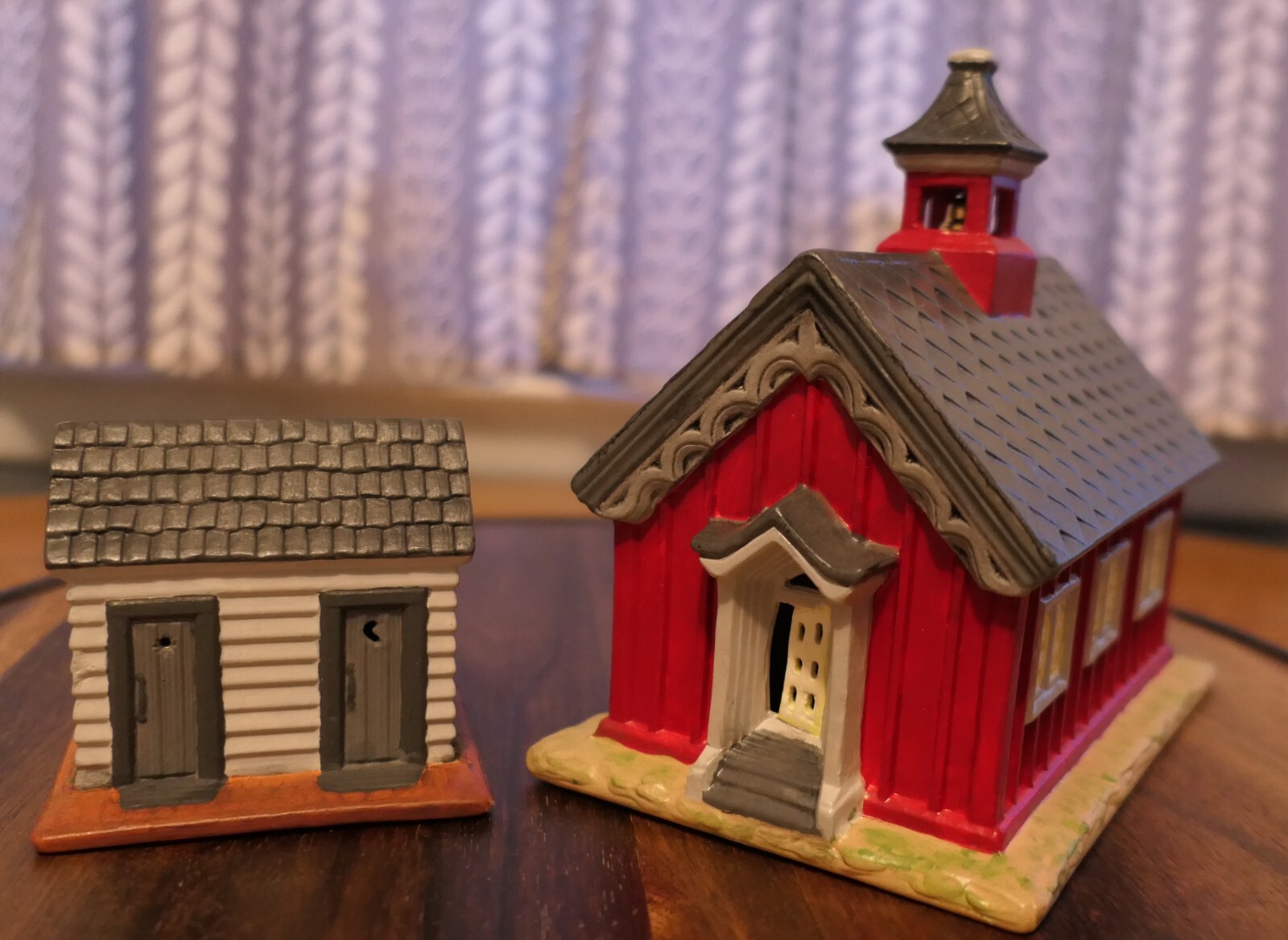VTG Christmas Village Byron Molds School / Church-Bell & Outbuilding HandPainted