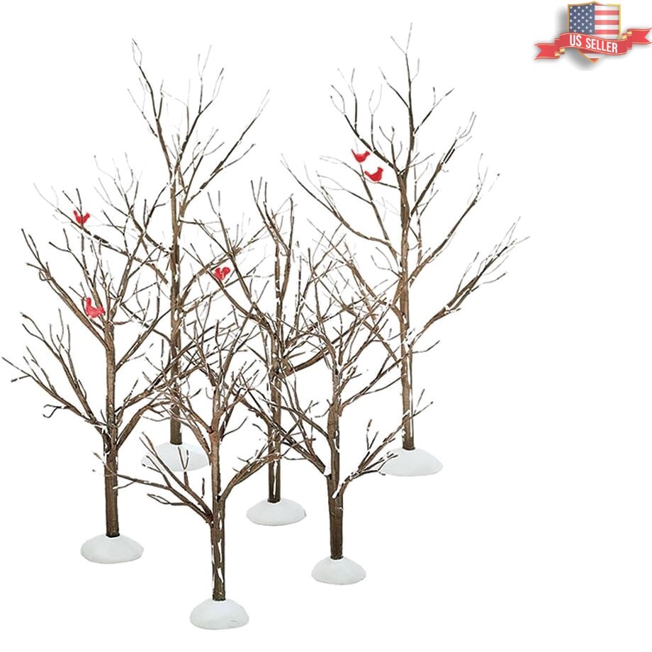 Set of 6 Bendable Bare Branch Trees Figurines for Seasonal Decor & Collecting